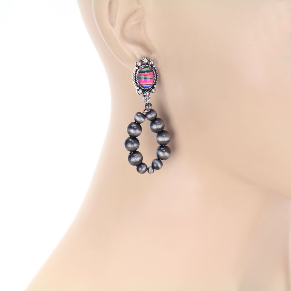 Navajo Style Pearl Stud Earrings - Image 2