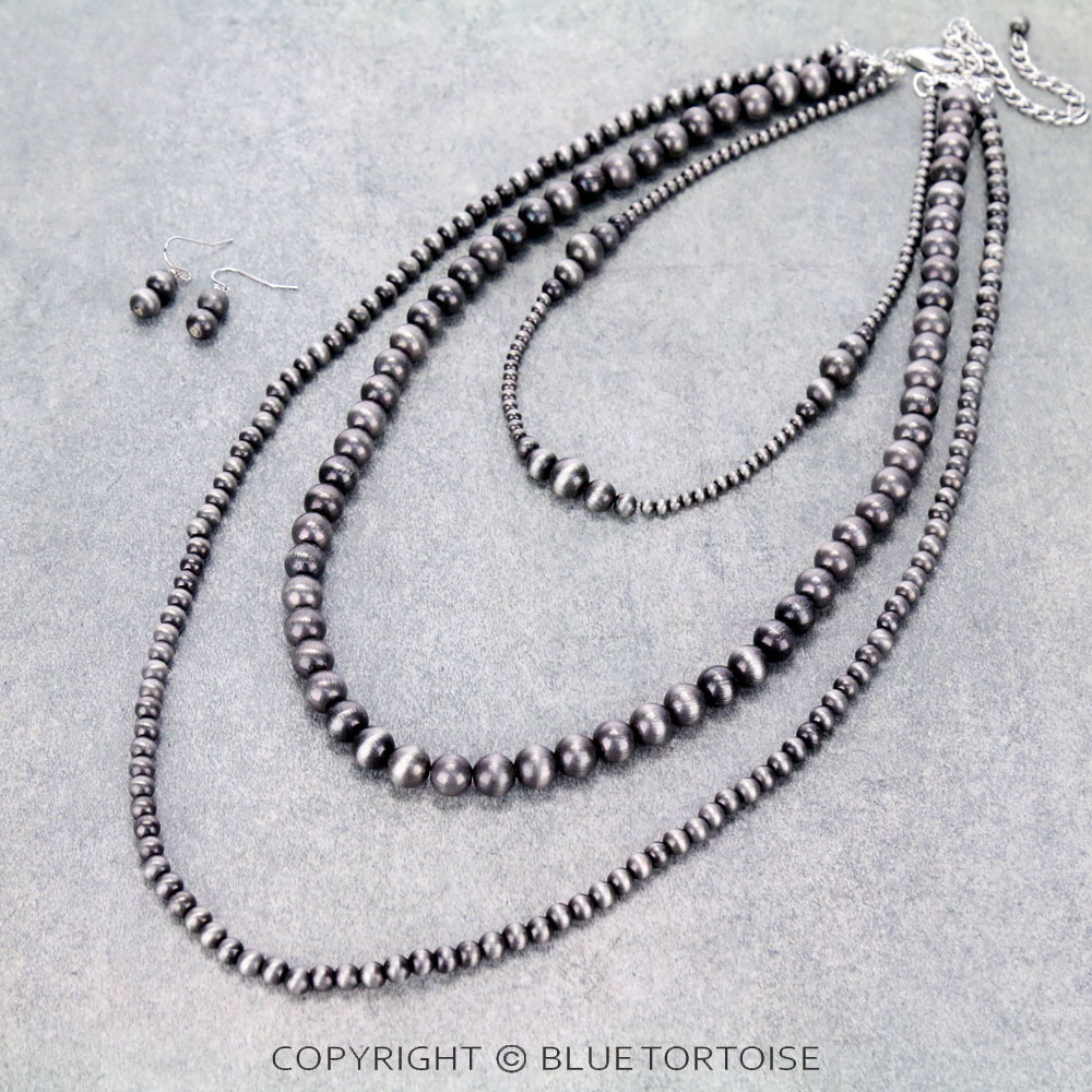 30" Long, Navajo Style Pearl Necklace