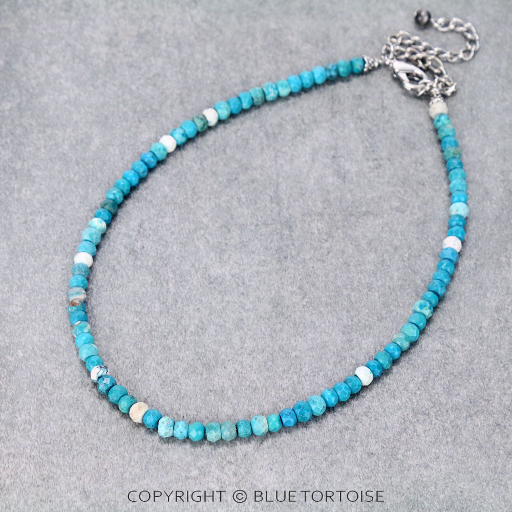 15" Long, 6mm Faceted Natural Stone Necklace