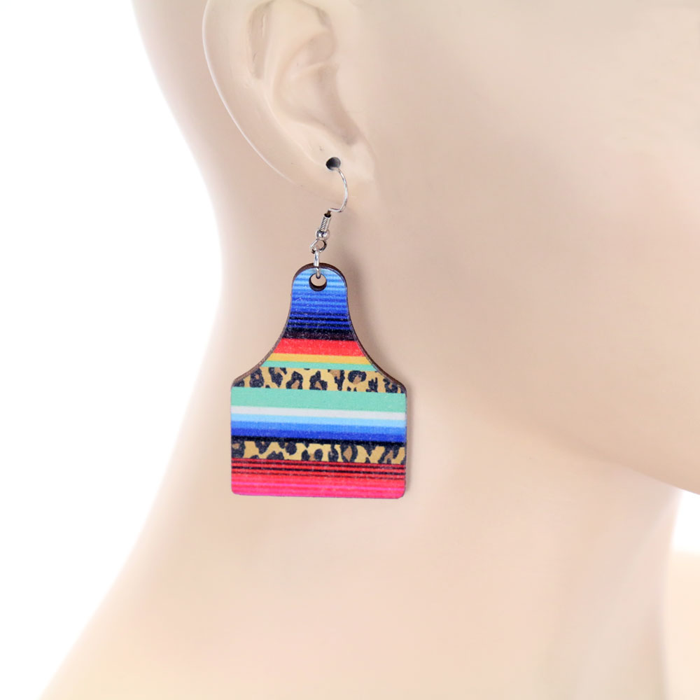 Cattle Tag Wooden Dangle Earrings - Image 2