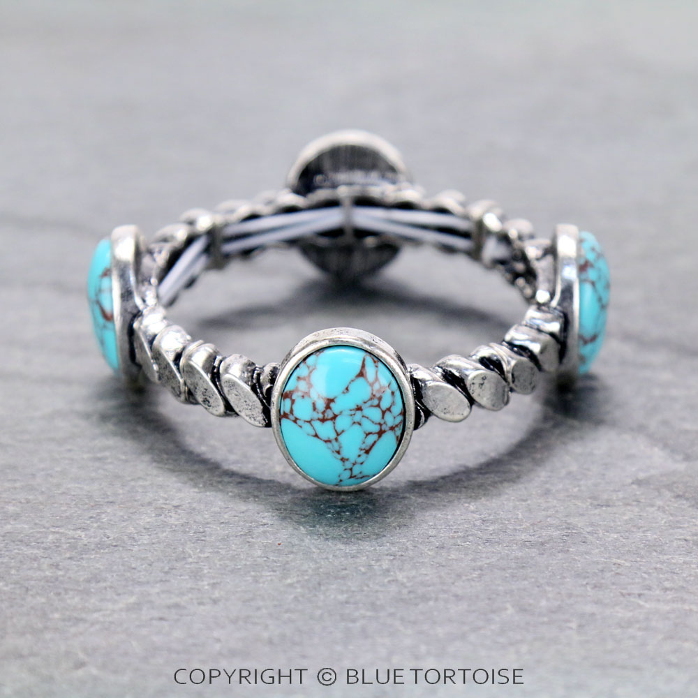 Western Oval Stone Twist Stretch Bracelet