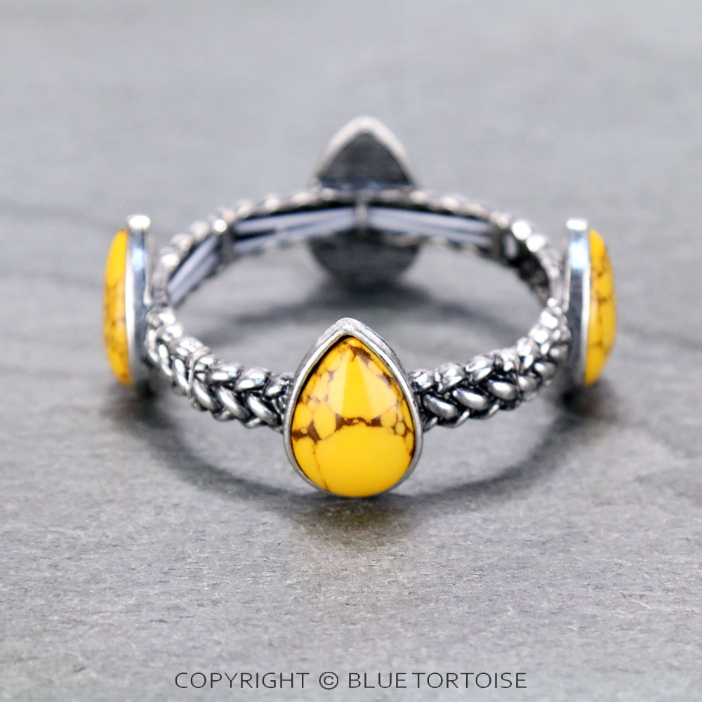 Western Teardrop Stone Twist Stretch Bracelet