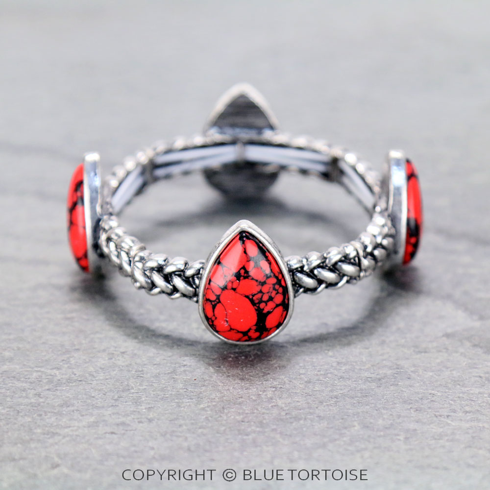 Western Teardrop Stone Twist Stretch Bracelet