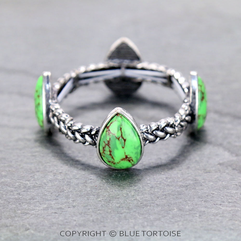 Western Teardrop Stone Twist Stretch Bracelet
