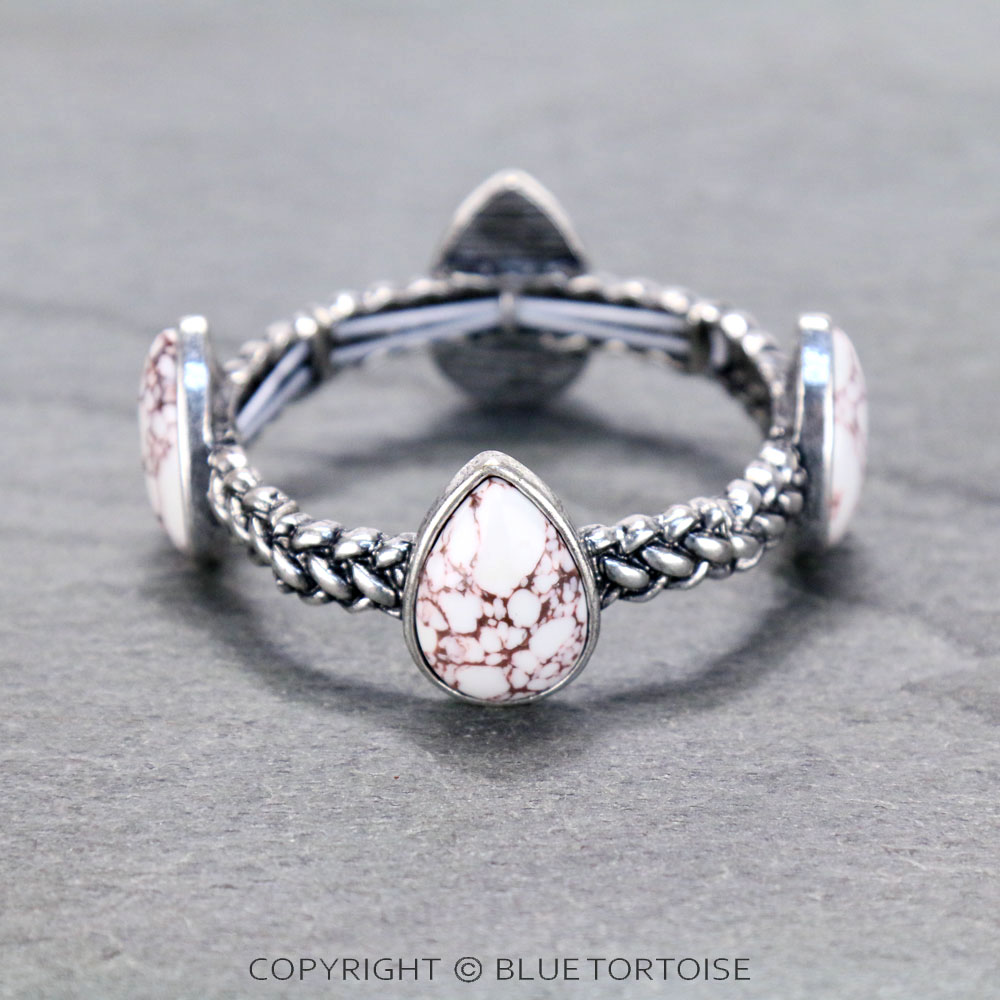 Western Teardrop Stone Twist Stretch Bracelet