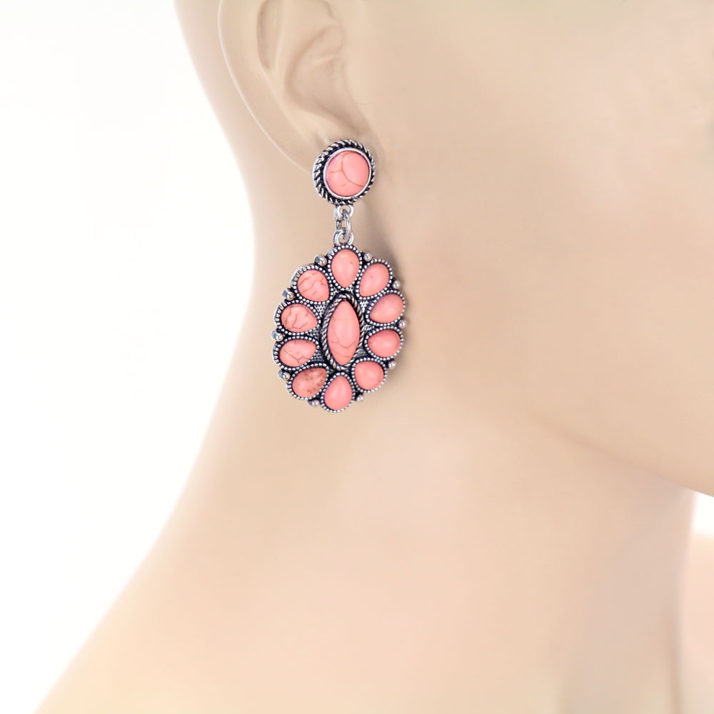 Western Style Stone Post Earrings - Image 2