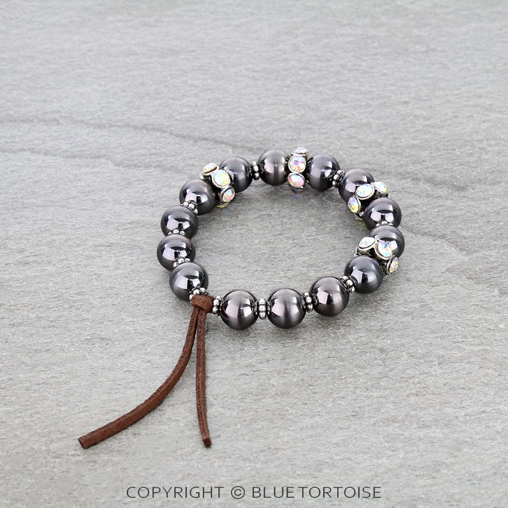 Western Navajo Style Pearl & Stone Stretch Bracelet - Image 2