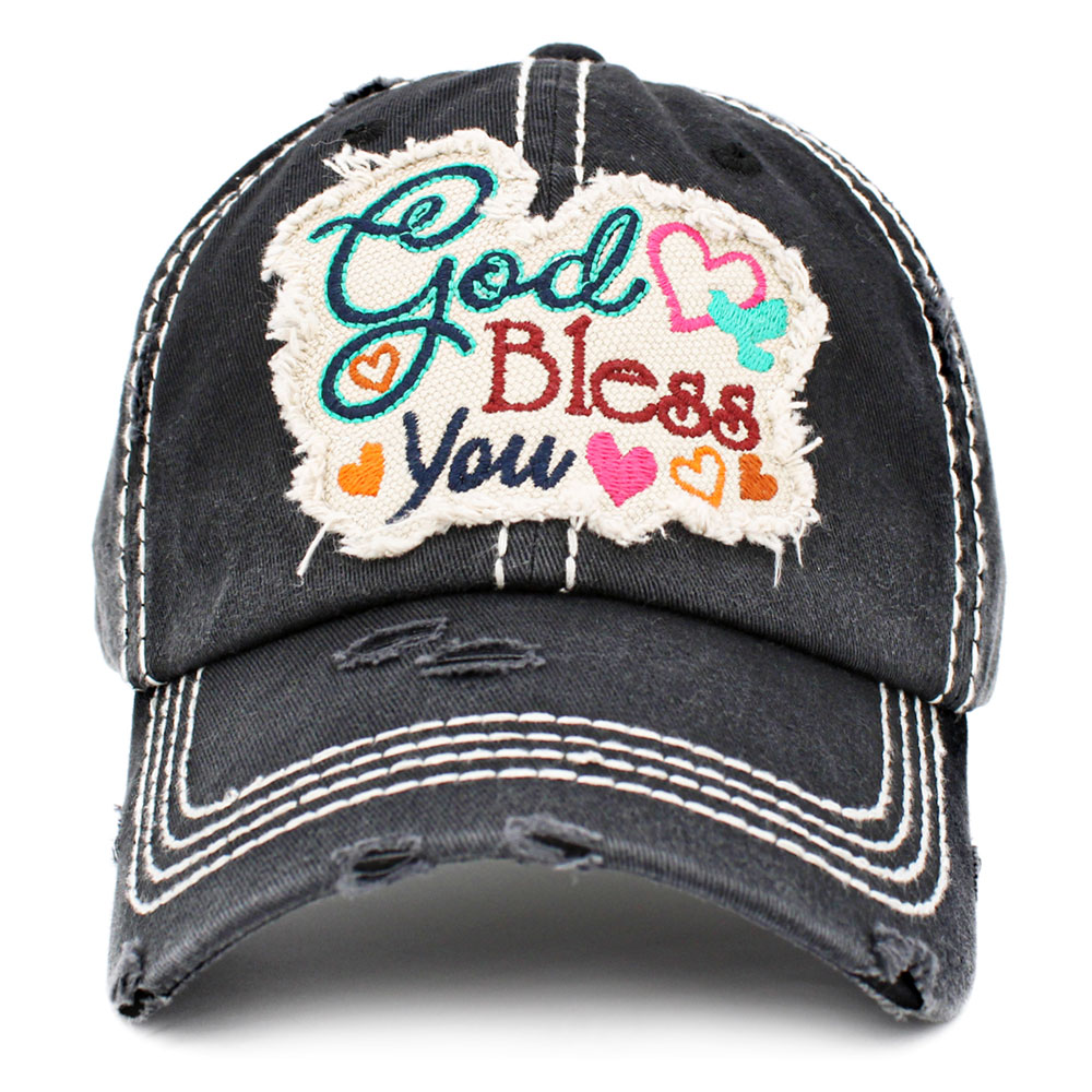 "God Bless You" Washed Vintage Ball Cap