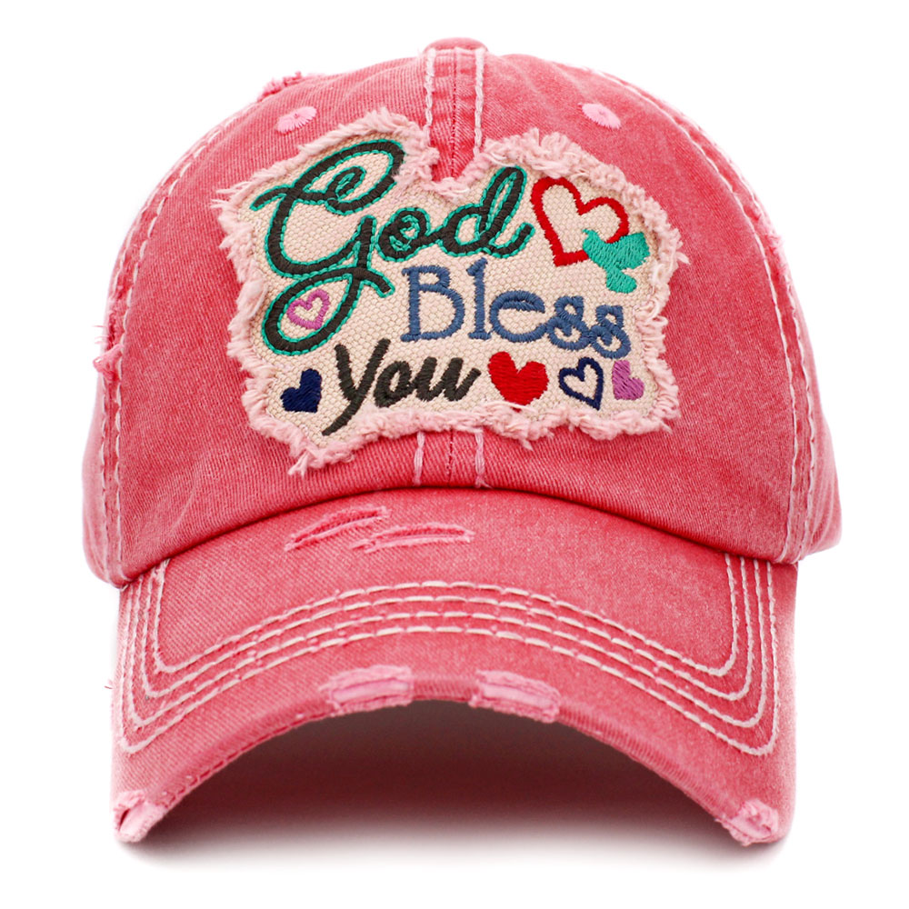 "God Bless You" Washed Vintage Ball Cap