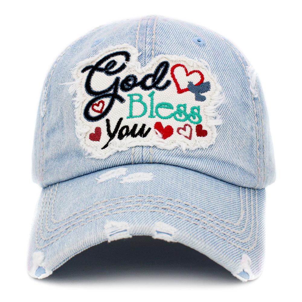 "God Bless You" Washed Vintage Ball Cap