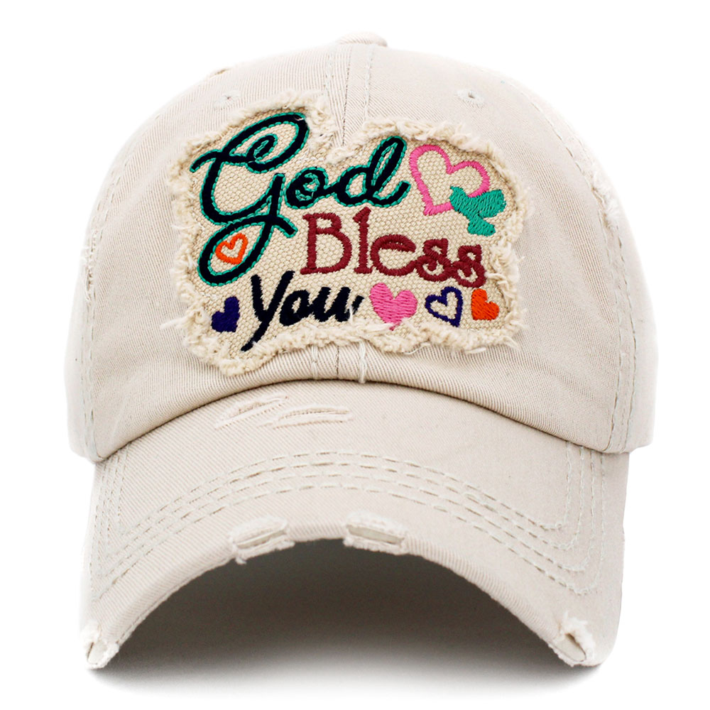 "God Bless You" Washed Vintage Ball Cap