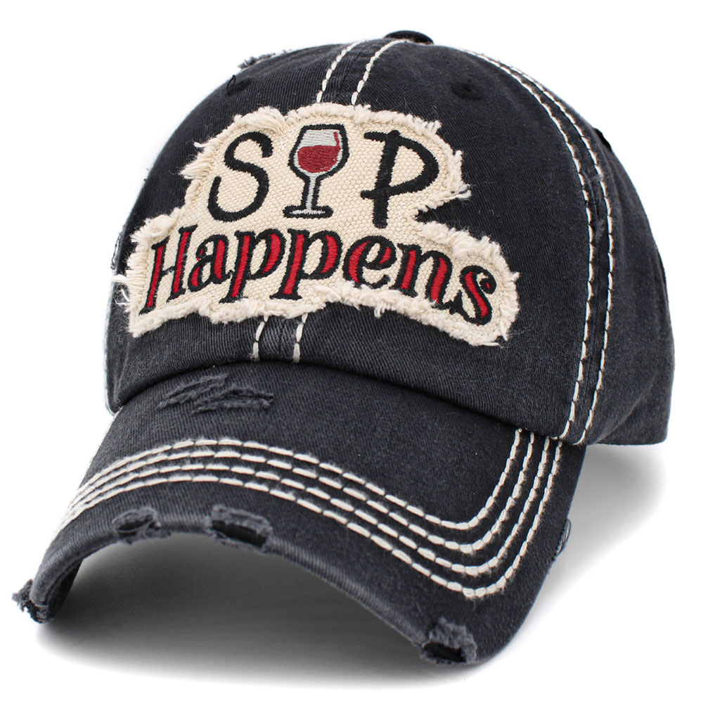 "Sip Happens" Washed Vintage Ballcap - Image 2
