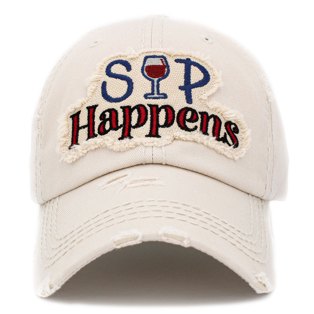 "Sip Happens" Washed Vintage Ballcap