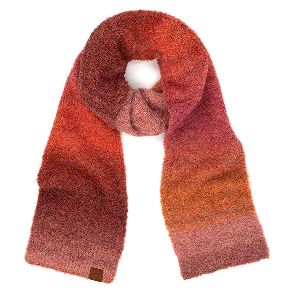 C.C Multi Color Ombre Knitted Shearling Mohair Scarf