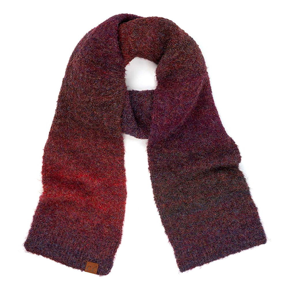C.C Multi Color Ombre Knitted Shearling Mohair Scarf