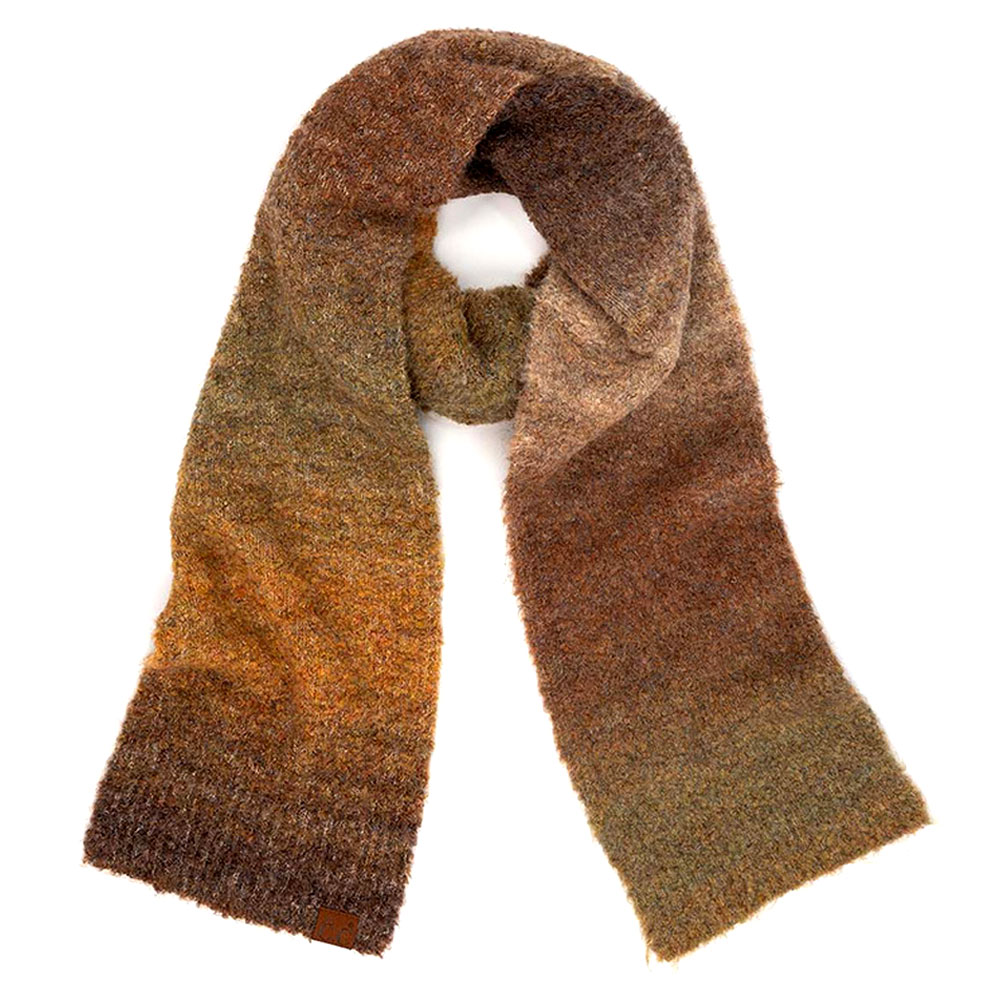 C.C Multi Color Ombre Knitted Shearling Mohair Scarf
