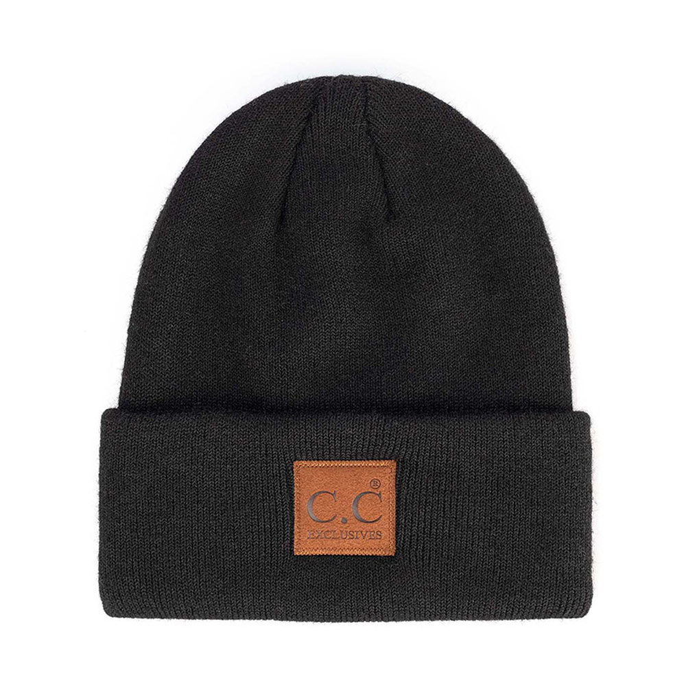 C.C Classic Beanie Hat with C.C Suede Patch