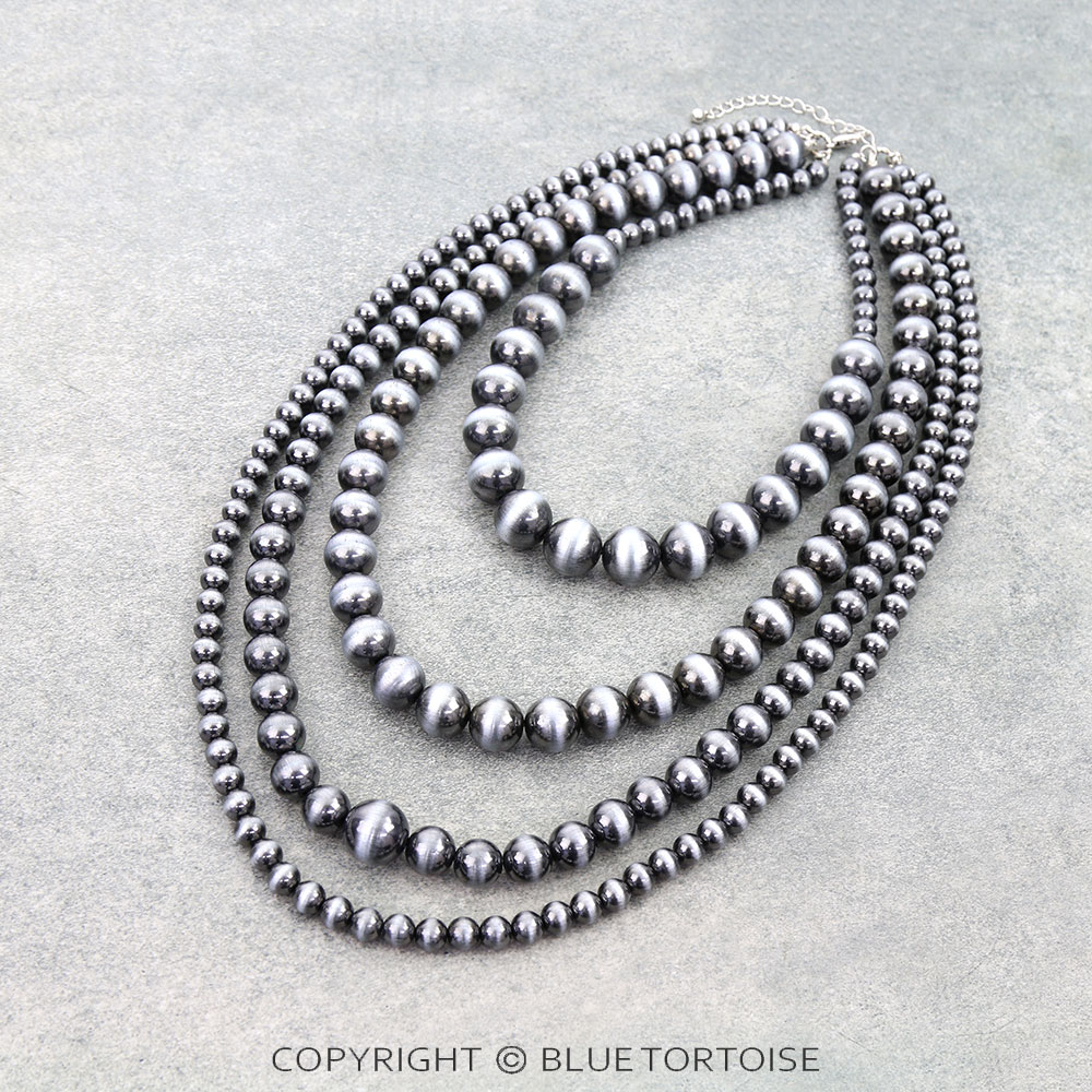 Navajo Style Pearl Multi-Strand Necklace