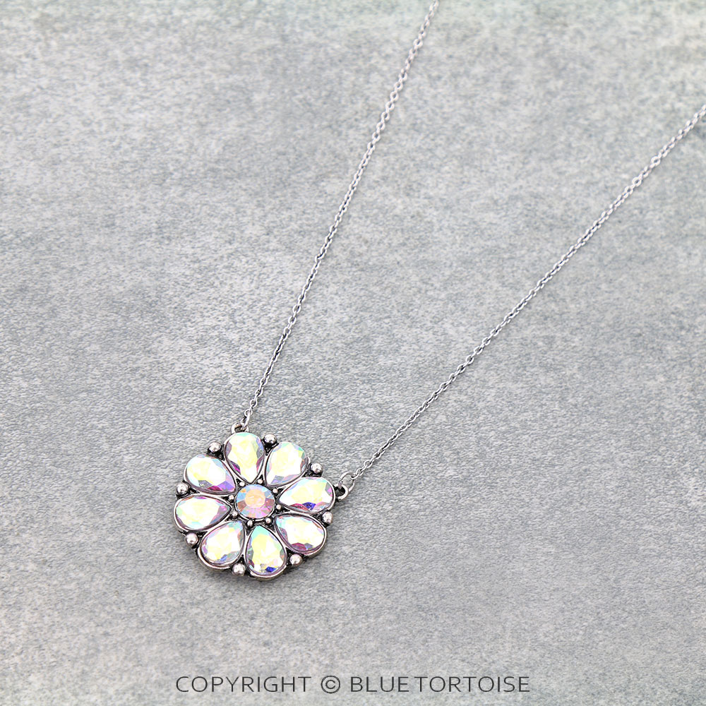 Western Flower Concho Stone Necklace - Image 3