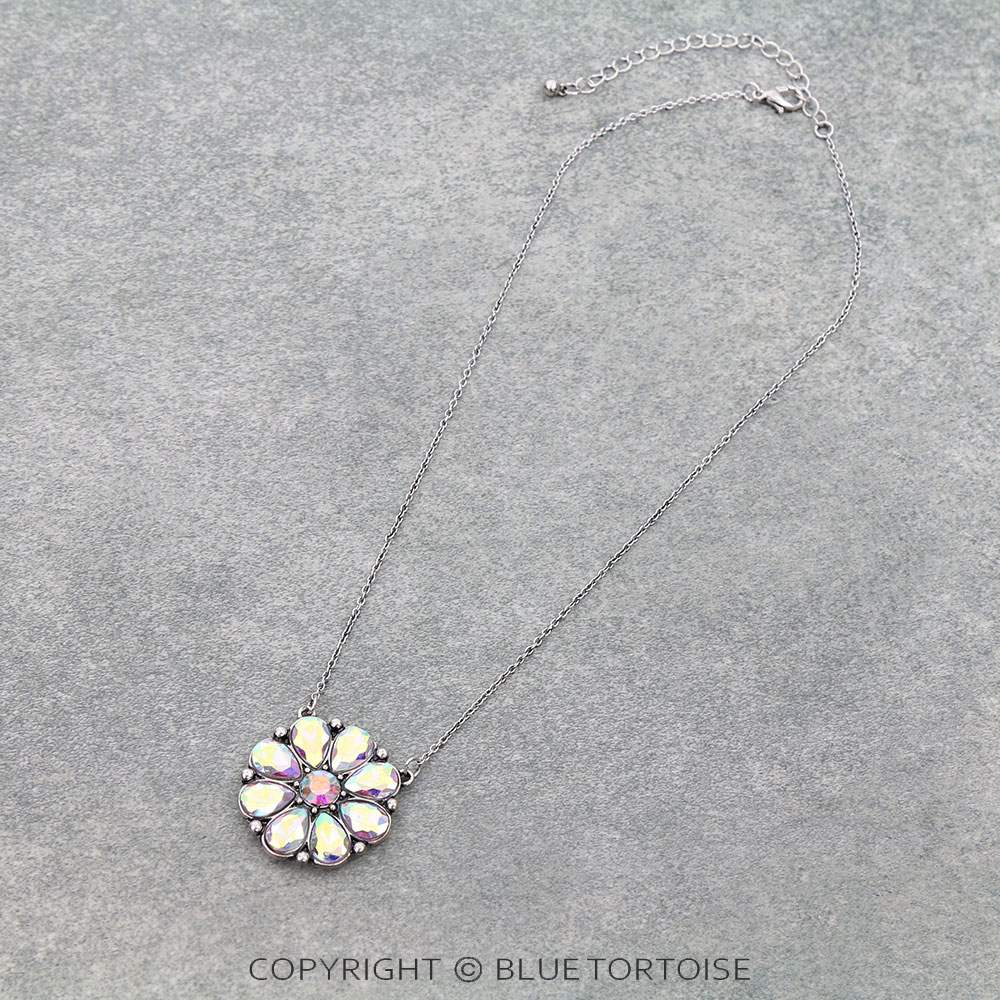 Western Flower Concho Stone Necklace