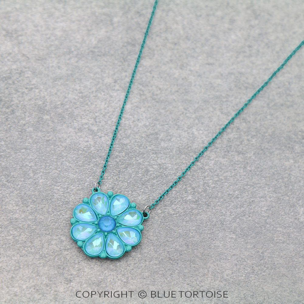 Western Flower Concho Stone Necklace - Image 3