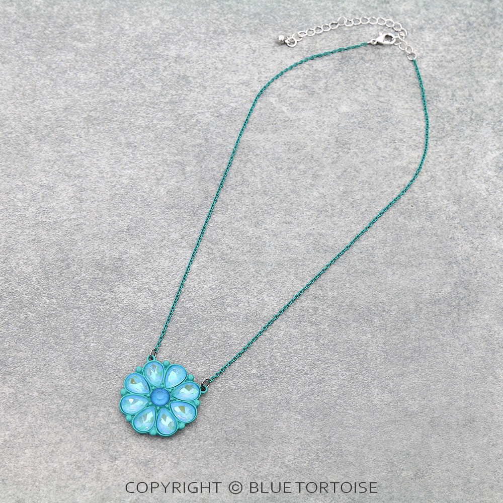 Western Flower Concho Stone Necklace