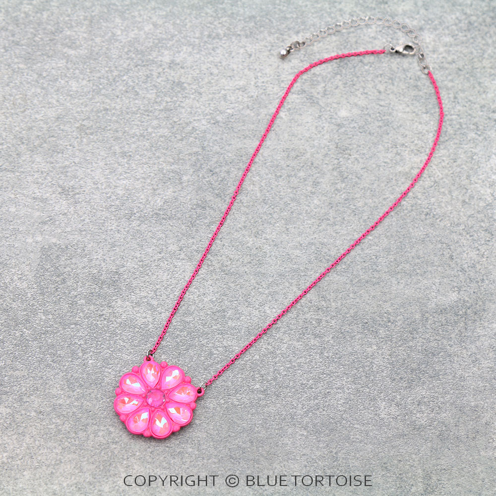 Western Flower Concho Stone Necklace