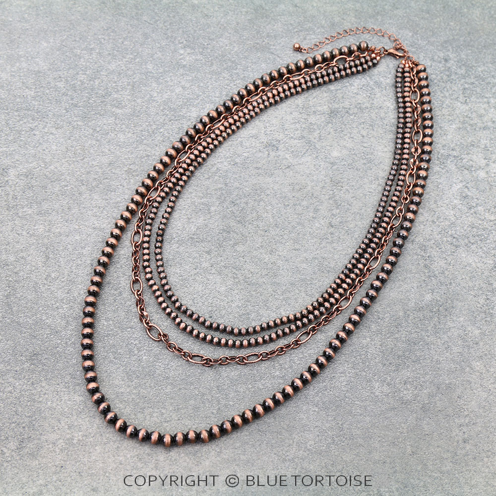 Navajo Style Pearl & Chain Multi-Strand Necklace