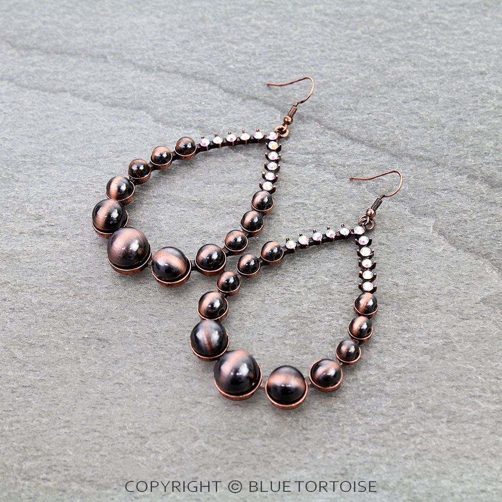 Navajo Style Pearl Teardrop Dangle Earrings