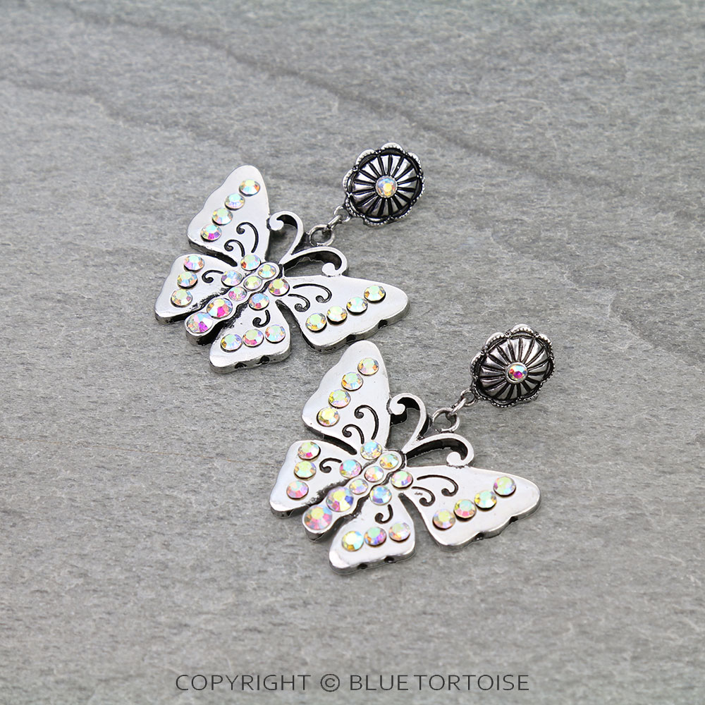 Western Butterfly with Concho Stud Earrings