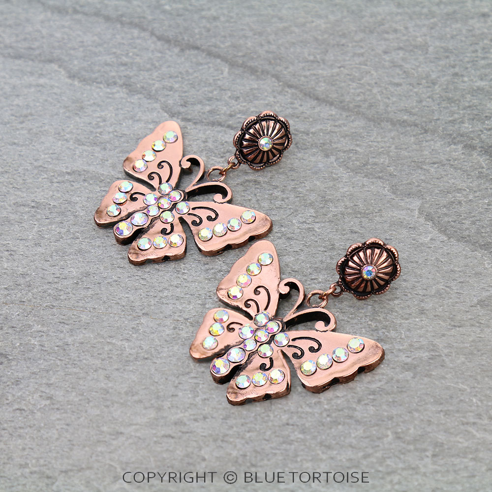 Western Butterfly with Concho Stud Earrings