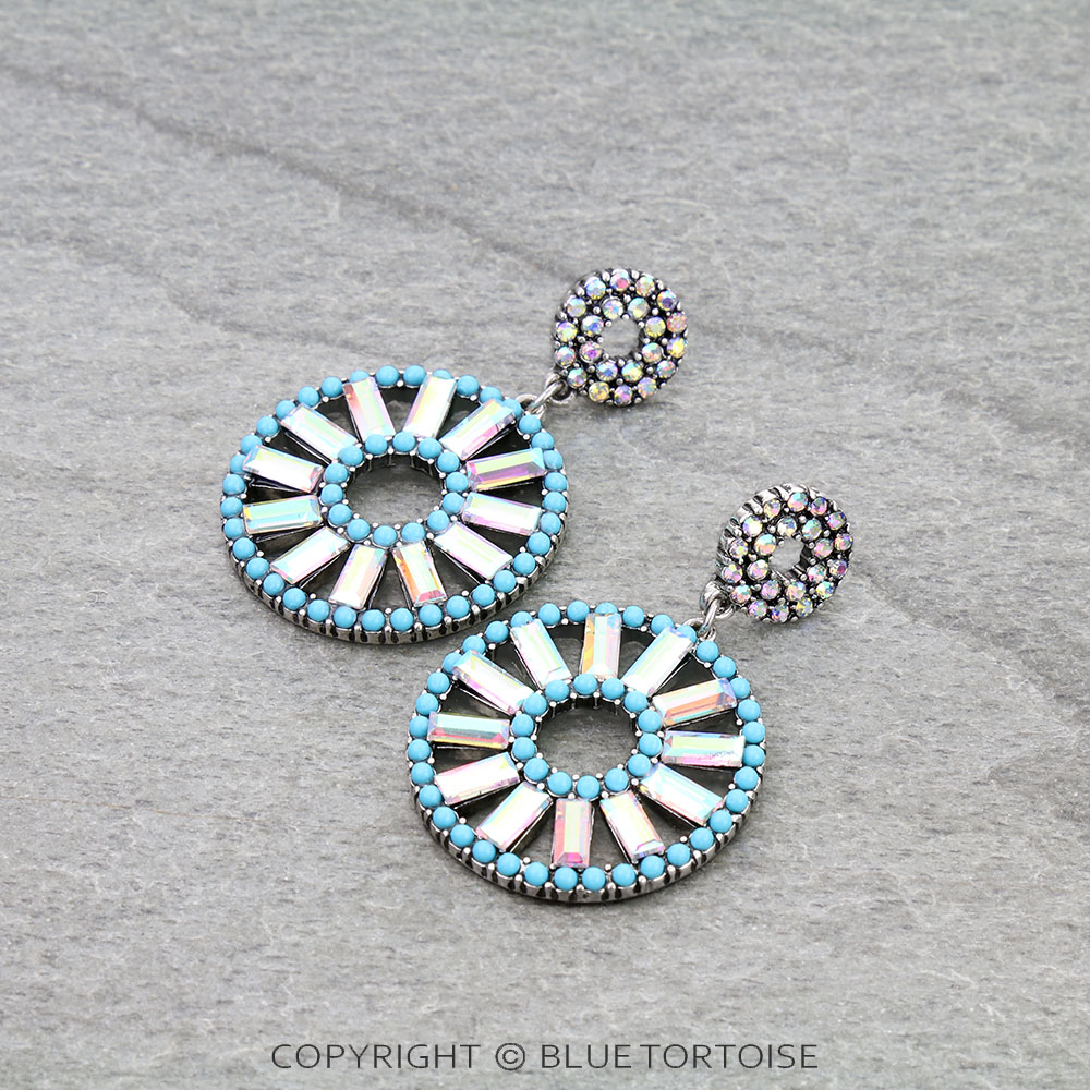 Western Round Stone Stud Earrings