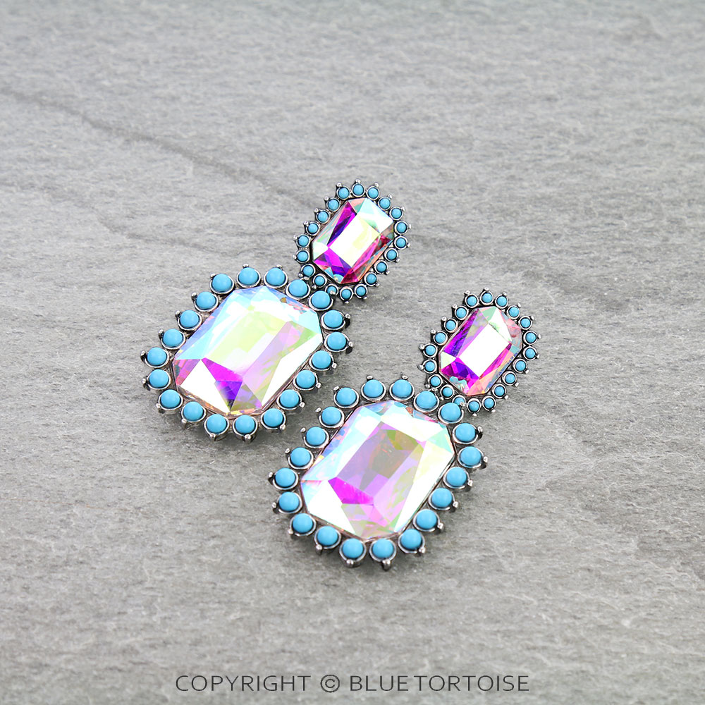 Western Octagon Stone Stud Earrings