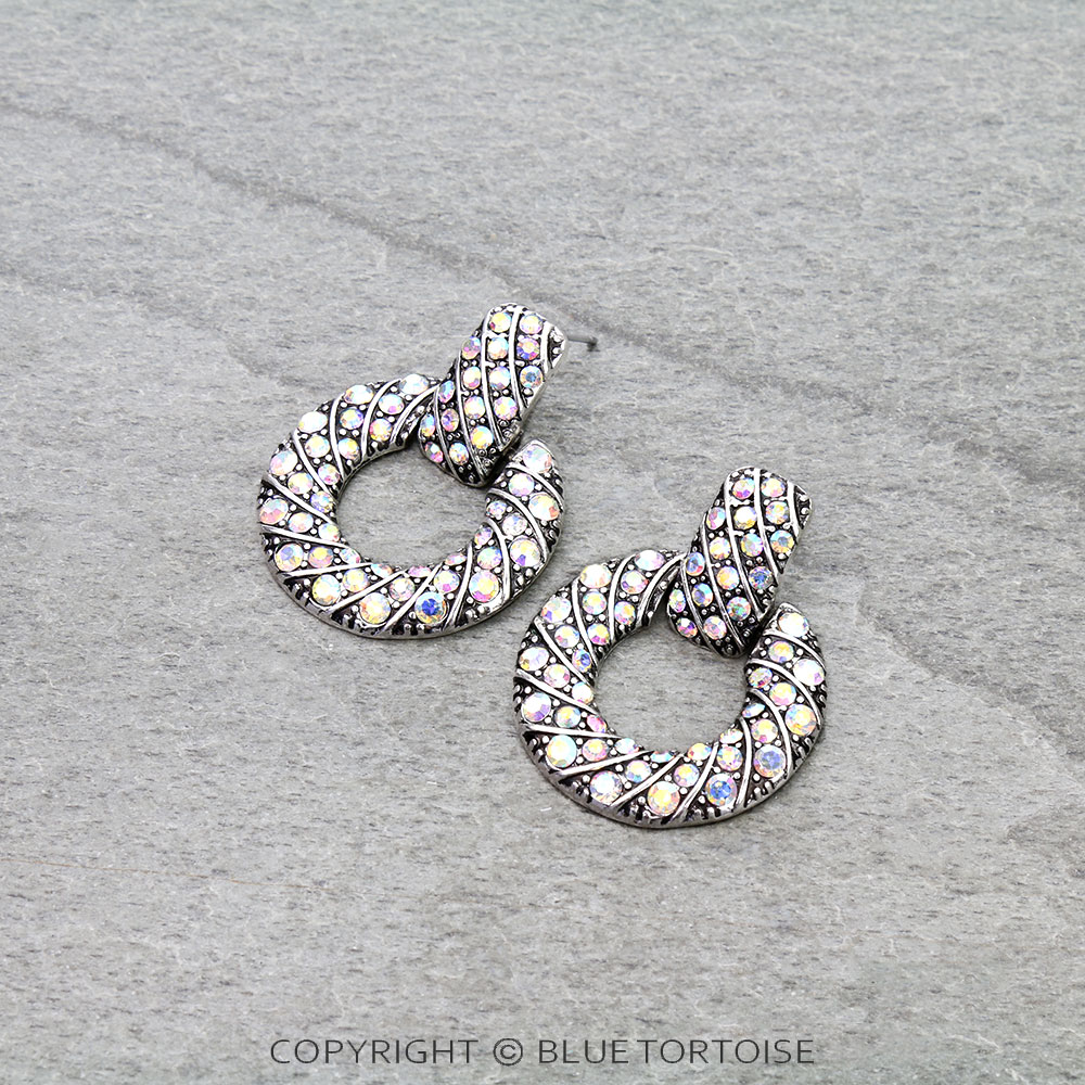 Western Round Stone Stud Earrings