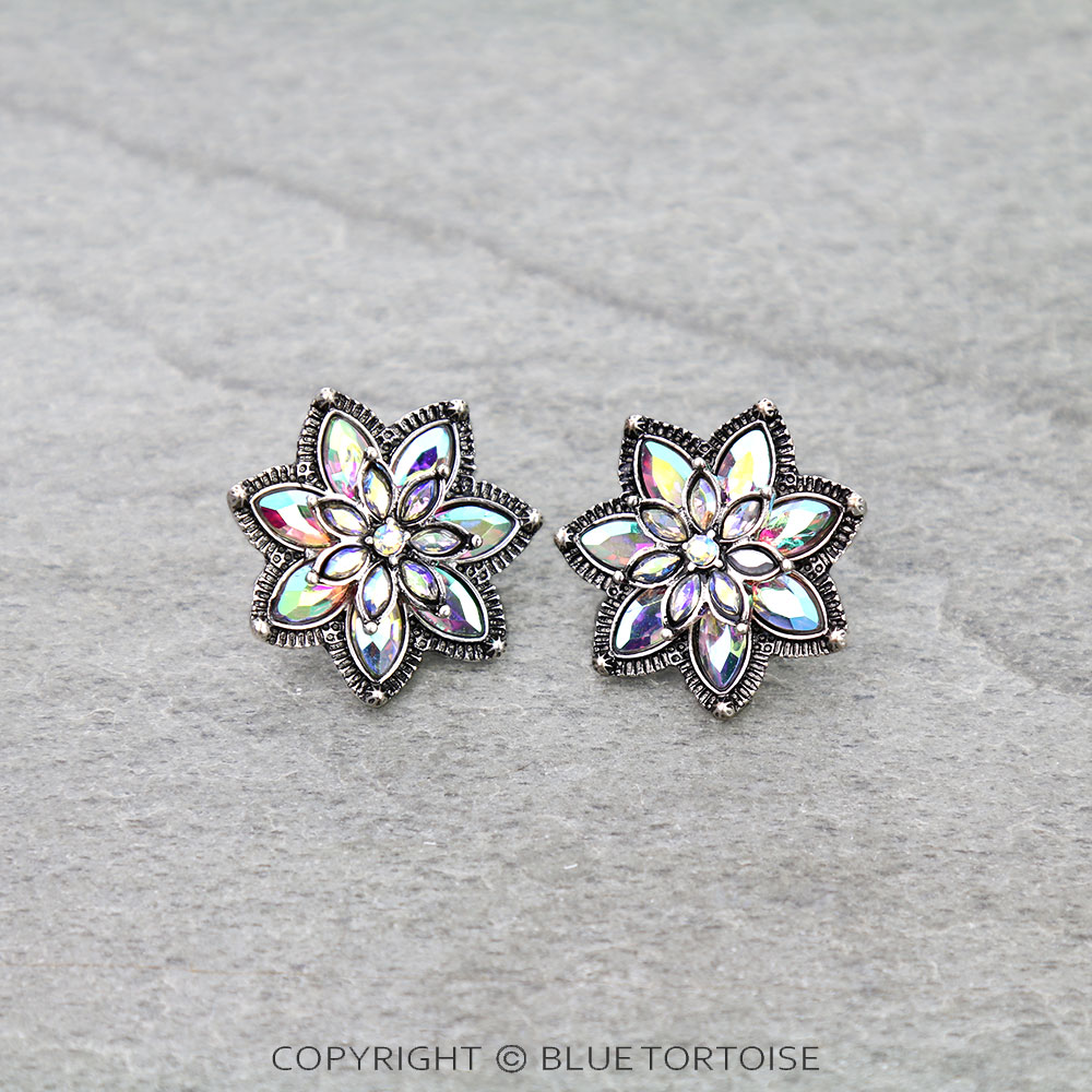 Western Flower Stone Stud Earrings