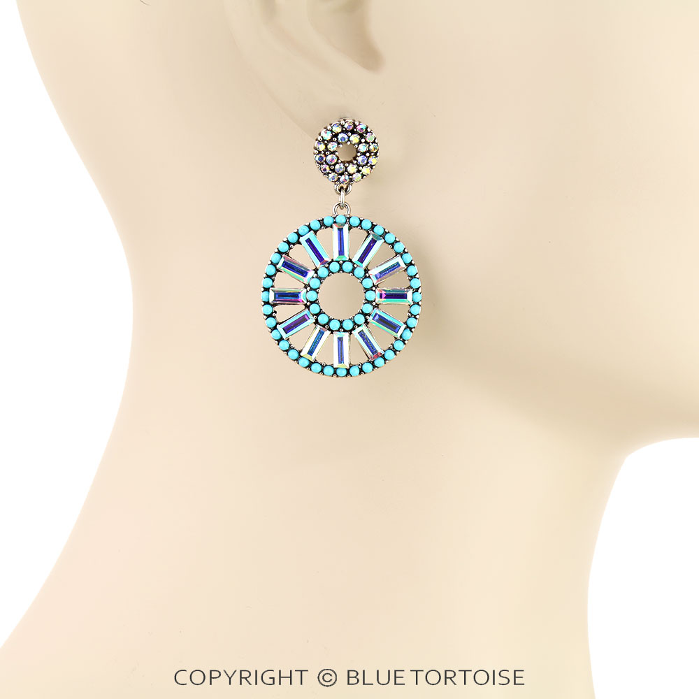 Western Round Stone Stud Earrings - Image 2
