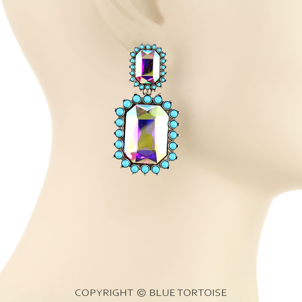 Western Octagon Stone Stud Earrings - Image 2