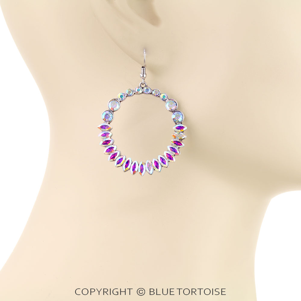 Western Round Stone Dangle Earrings - Image 2