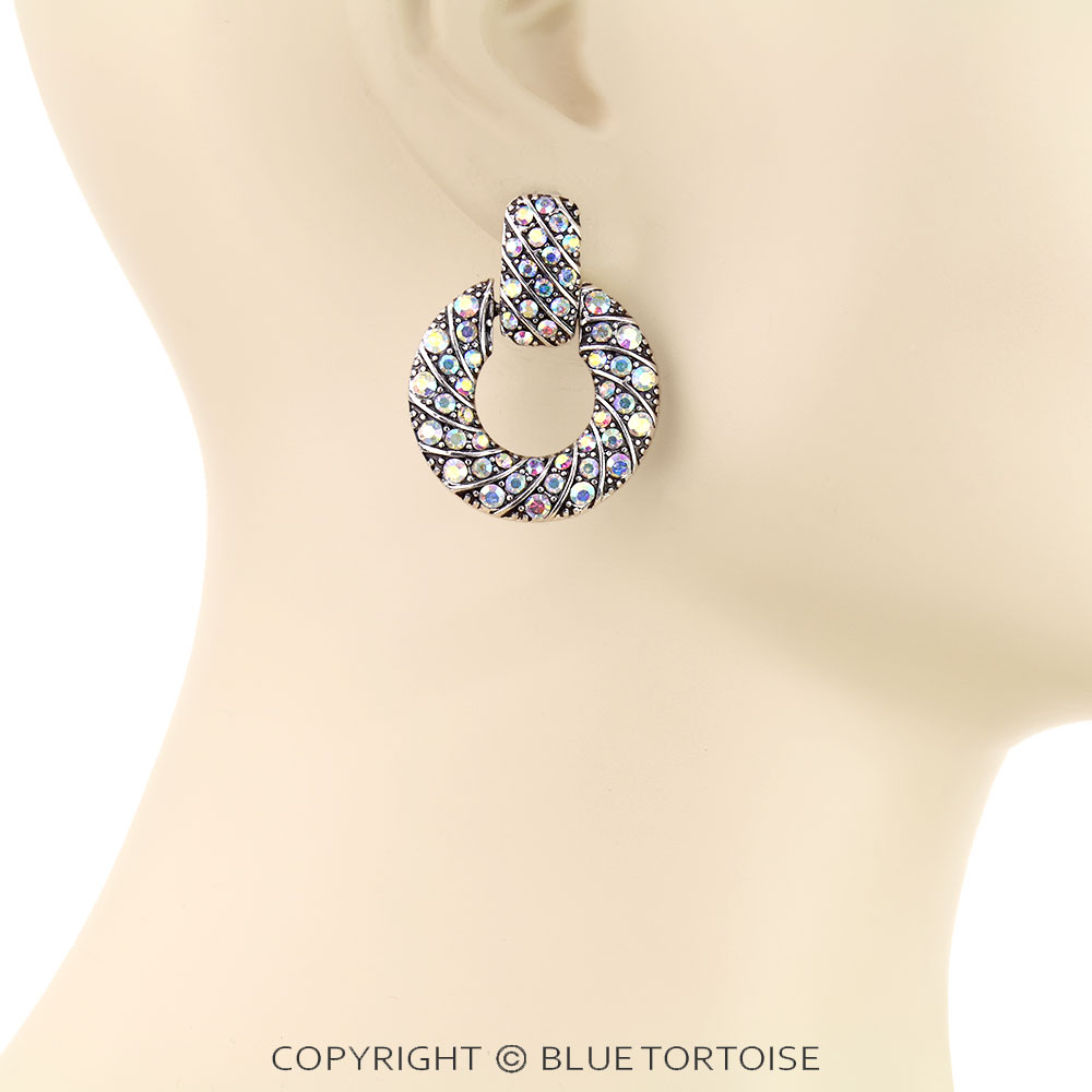 Western Round Stone Stud Earrings - Image 2