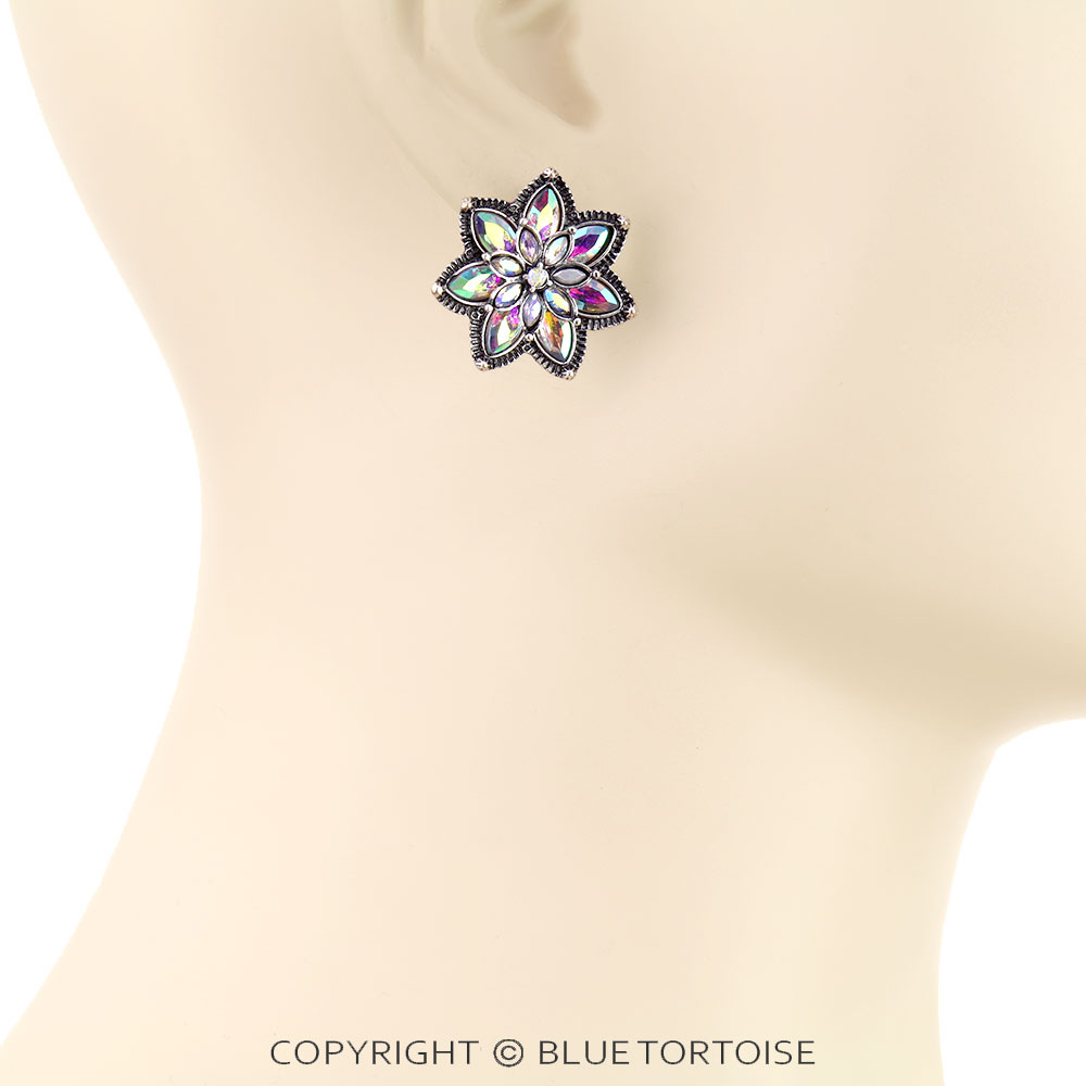Western Flower Stone Stud Earrings - Image 2