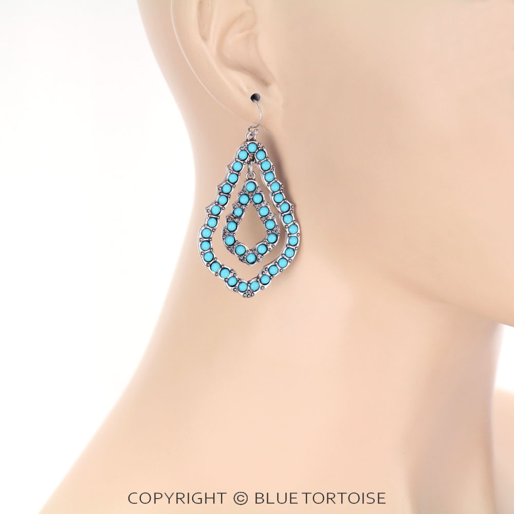 Double Quatrefoil Beaded Dangle Earrings - Image 2