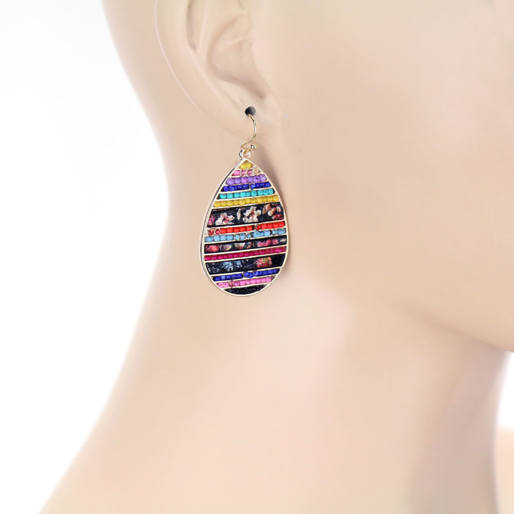 Genuine Leather Teardrop Dangle Earrings - Image 2
