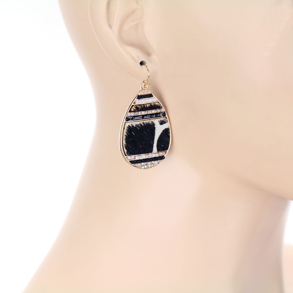 Genuine Leather Teardrop Dangle Earrings - Image 2