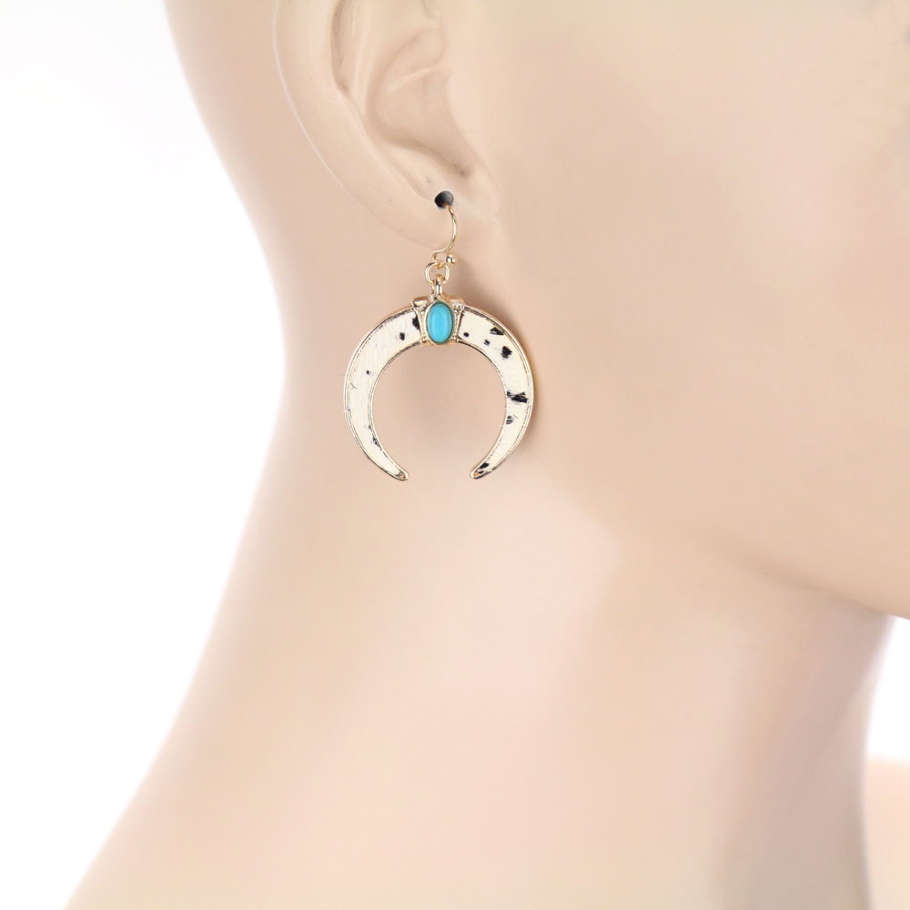 Genuine Leather Squash Blossom Dangle Earrings - Image 2