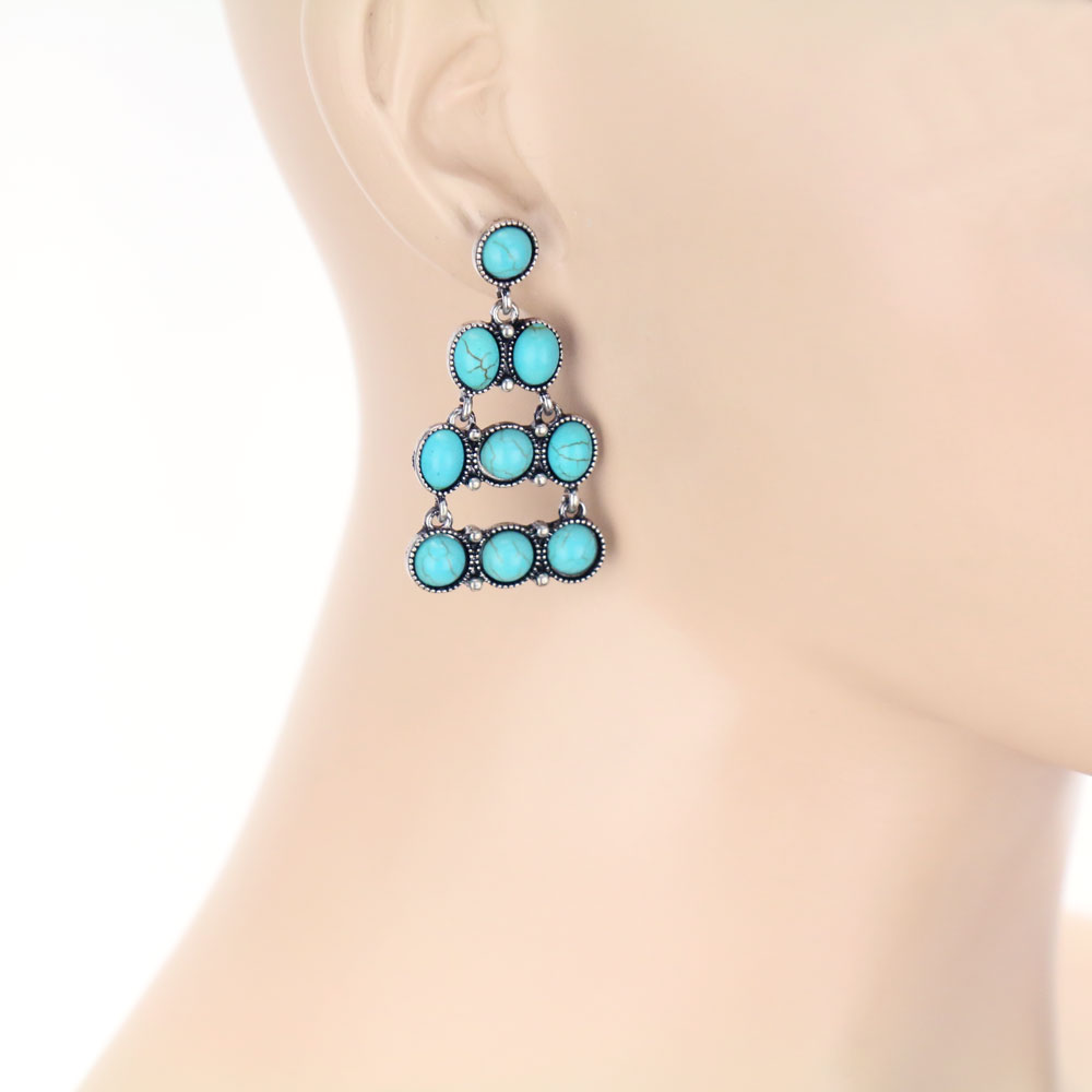 Western Stone Drop Stud Earrings - Image 2