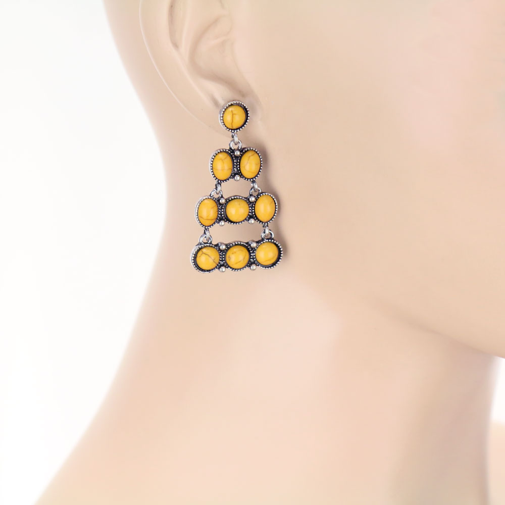 Western Stone Drop Stud Earrings - Image 2