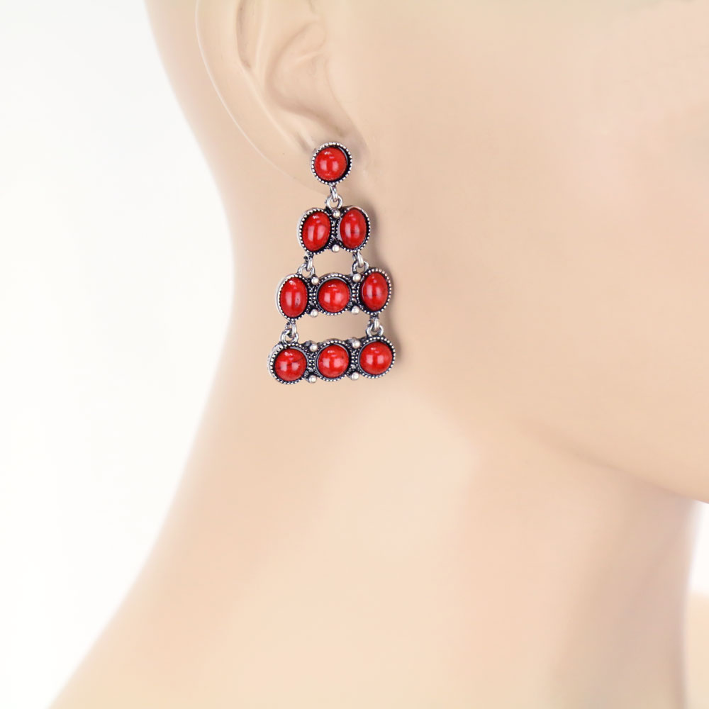 Western Stone Drop Stud Earrings - Image 2