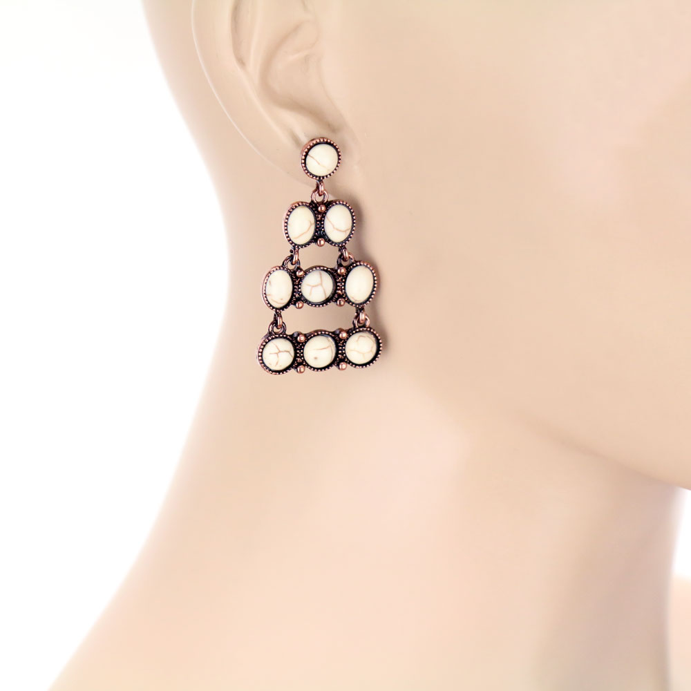 Western Stone Drop Stud Earrings - Image 2