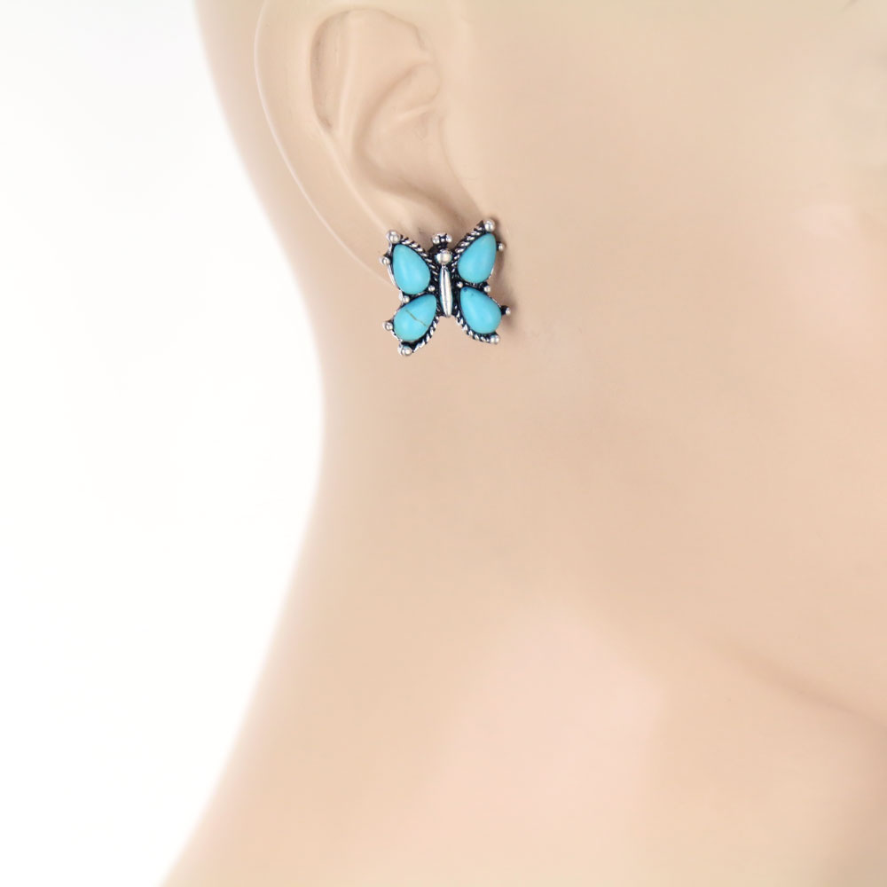 Butterfly Stone Stud Earrings - Image 2