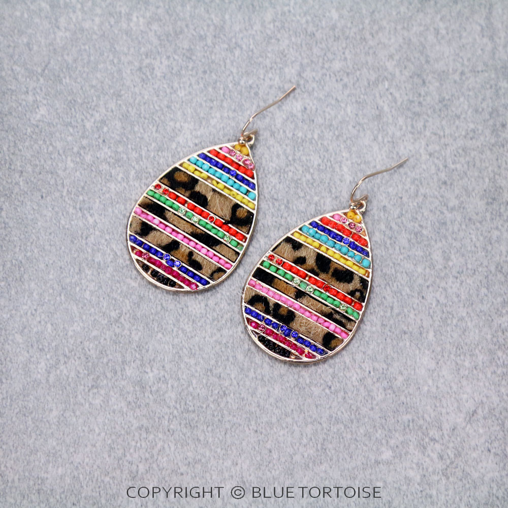 Western Leather Teardrop Dangle Earrings